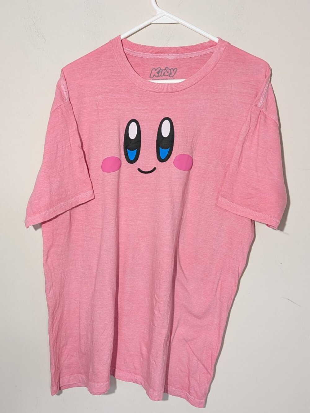 Kirby Nintendo Happy Face Tee Shirt Short Sleeves Size L Pink